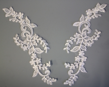 Pair of corded lace appliques 